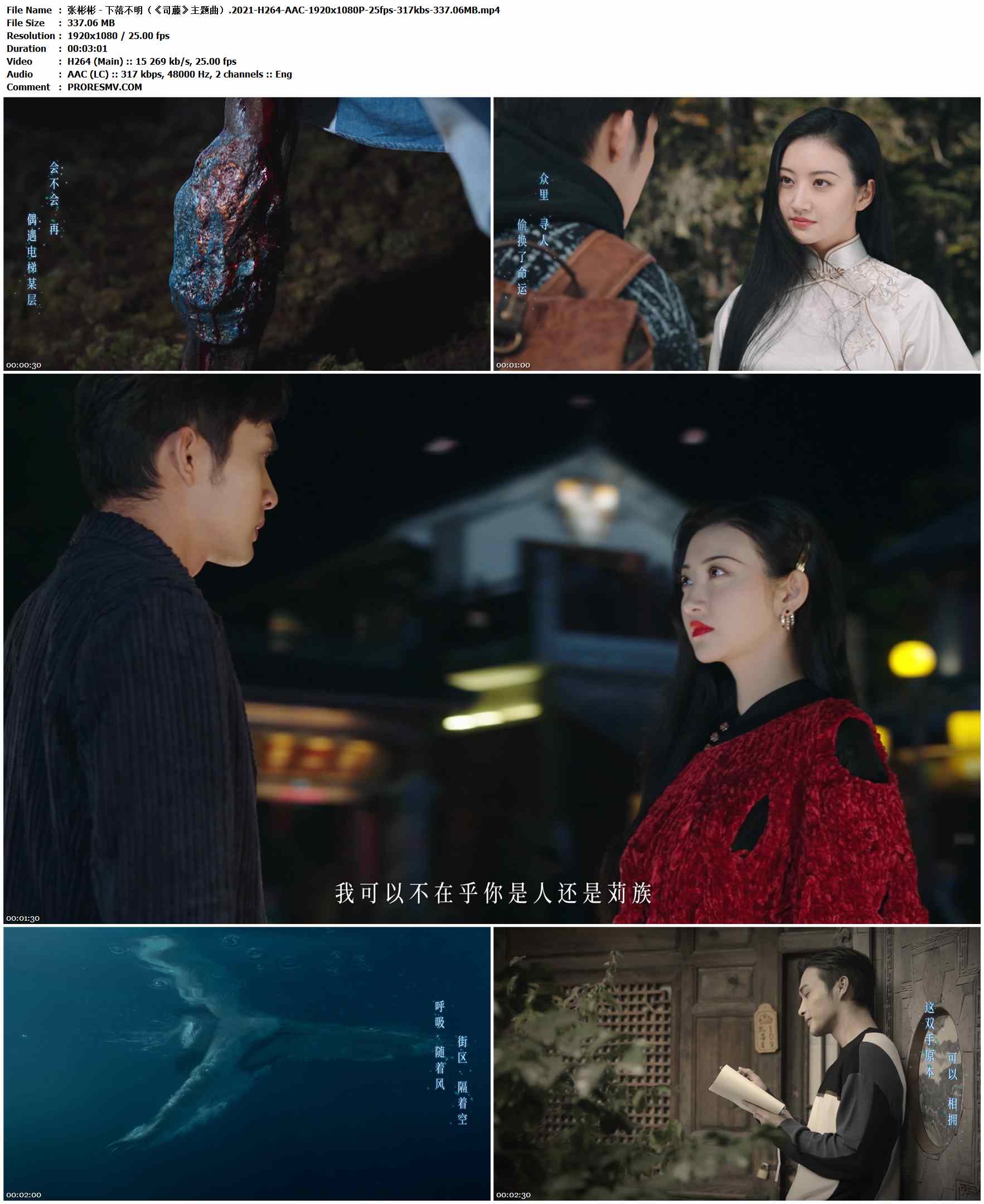 张彬彬 - 下落不明（《司藤》主题曲）.2021-H264-AAC-1920x1080P-25fps-317kbs-337.06MB官方MV_高清MV